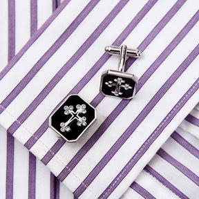 Knights Templar Commandery Cufflink - Cross Rectangular Black