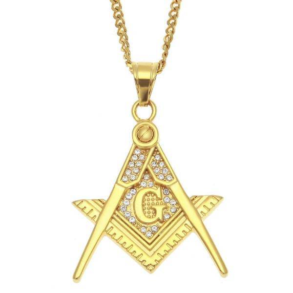 Master Mason Blue Lodge Necklace - Zirconia Stainless Steel