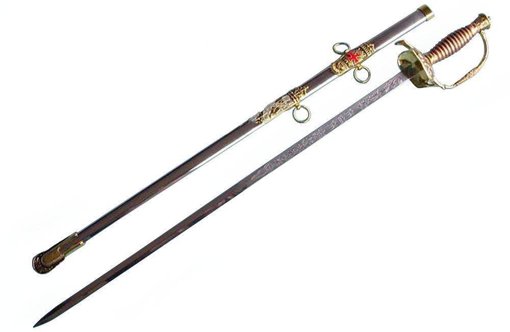 Knights Templar Commandery Sword - Red Cross Gold 35.6"