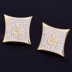 Master Mason Blue Lodge Earring - Gold & Silver Zirconia