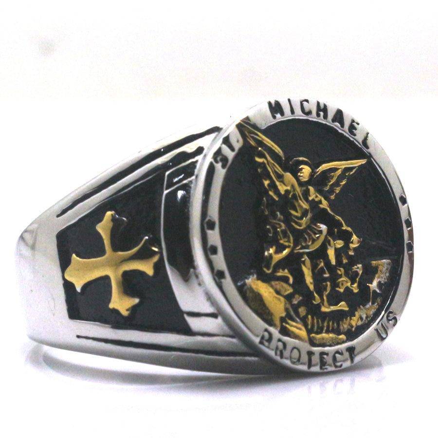 Knights Templar Commandery Ring - St. Michael Protect Us Gold/Silver