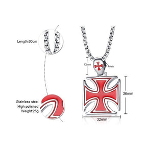 Knights Templar Commandery Necklace - Maltese Cross Red and Black