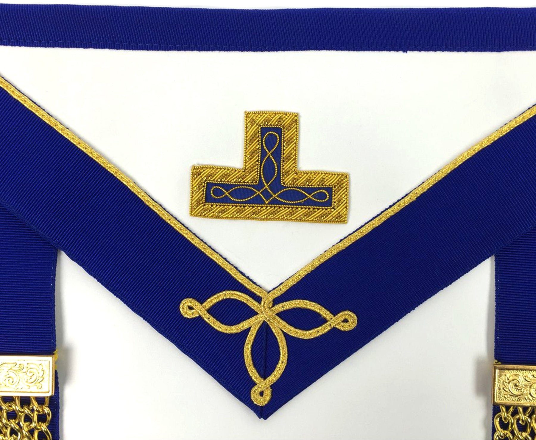 Provincial English Regulation Apron - White & Royal Blue - Bricks Masons