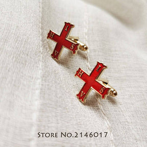 Red Cross of Constantine Cufflink - Metal - Bricks Masons