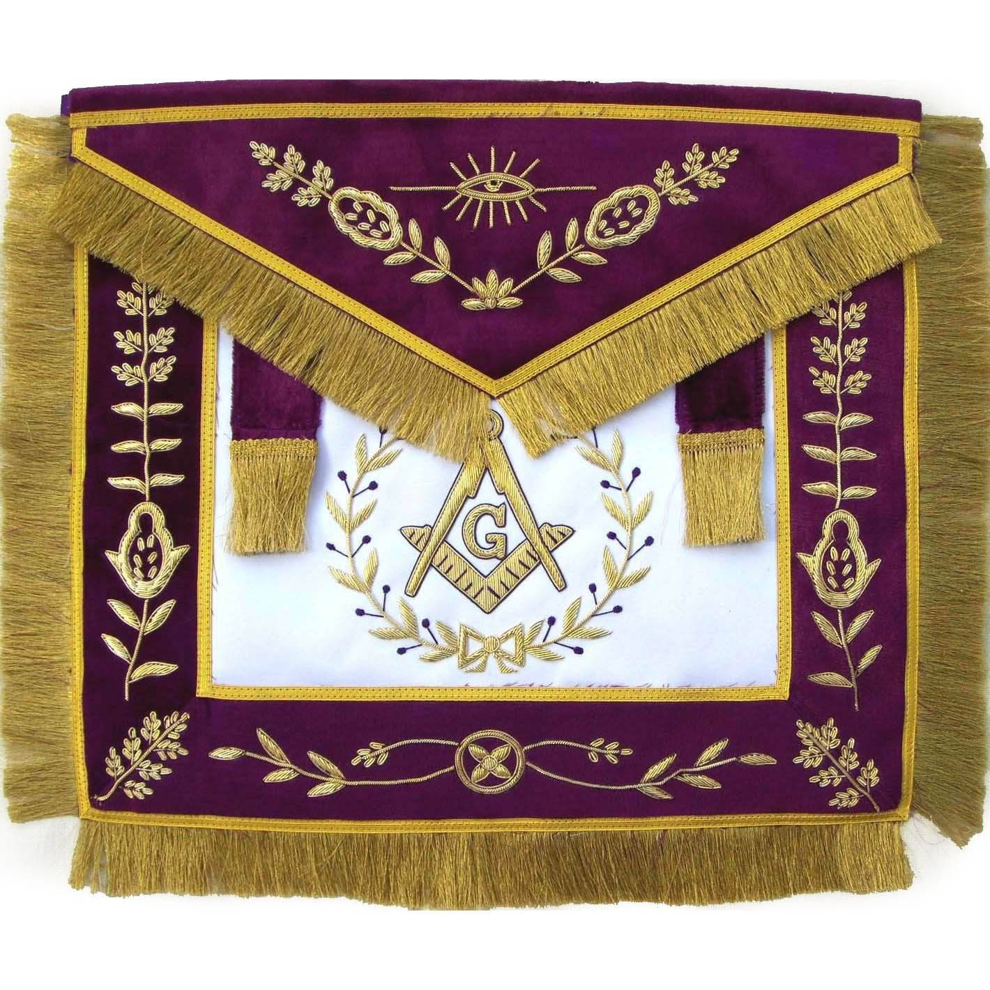 Master Mason Blue Lodge Apron - White Satin & Purple