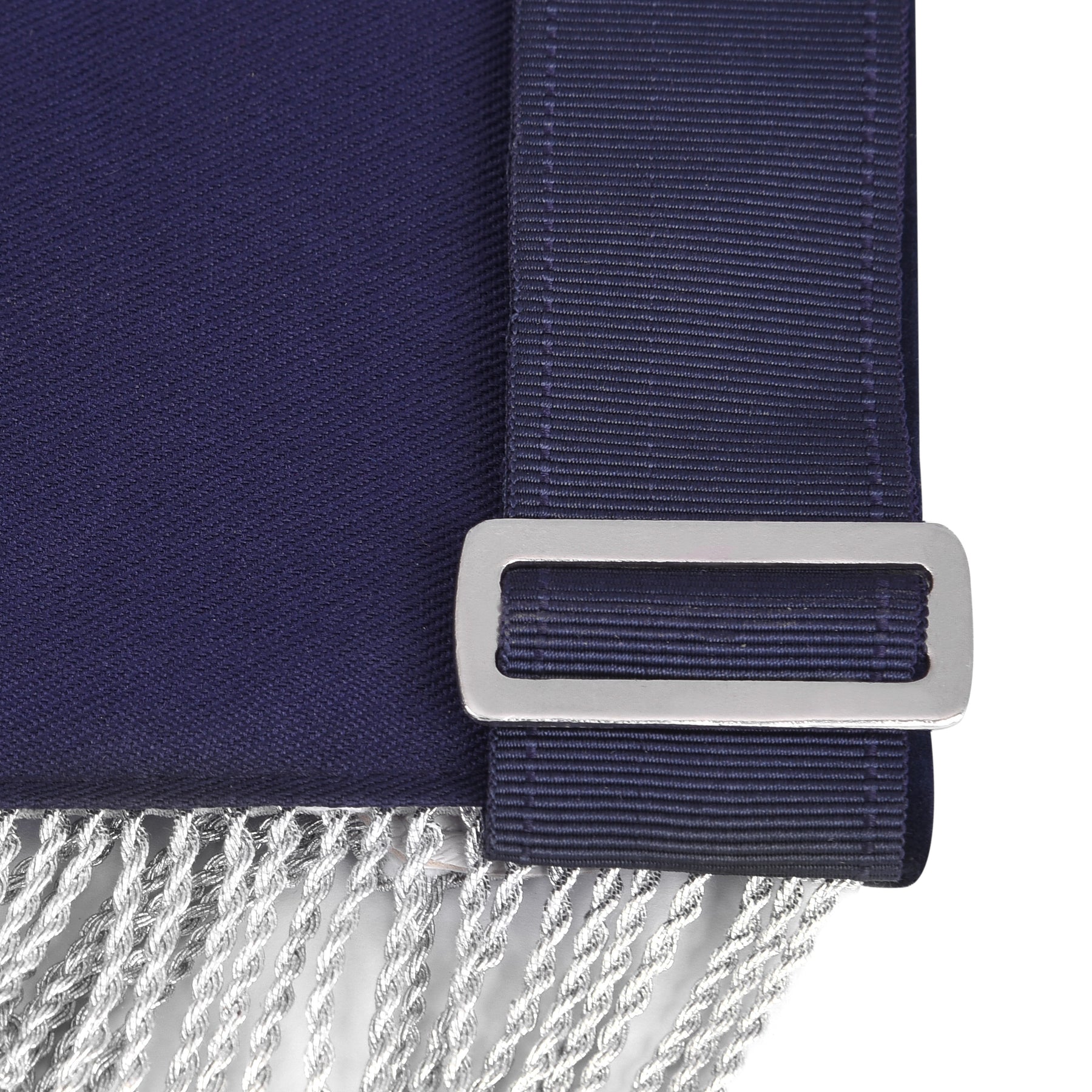 Senior Warden Blue Lodge Officer Apron - Dark Blue With Silver Hand Embroidery Bullion - Bricks Masons