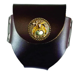 Shriners Snuff Can Holder - Genuine Leather with Snap Closure - Bricks Masons