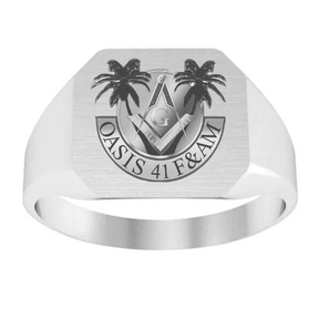 Master Mason Blue Lodge Ring - 925 Sterling Silver Oasis 41 F&M Lodge - Bricks Masons