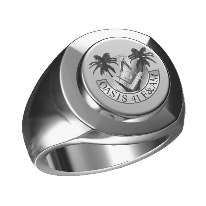 Master Mason Blue Lodge Ring - 925 Sterling Silver Oasis 41 F&M Lodge - Bricks Masons