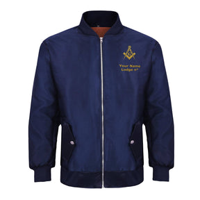 Master Mason Blue Lodge Jacket -  Nylon Blue Color With Gold Embroidery - Bricks Masons