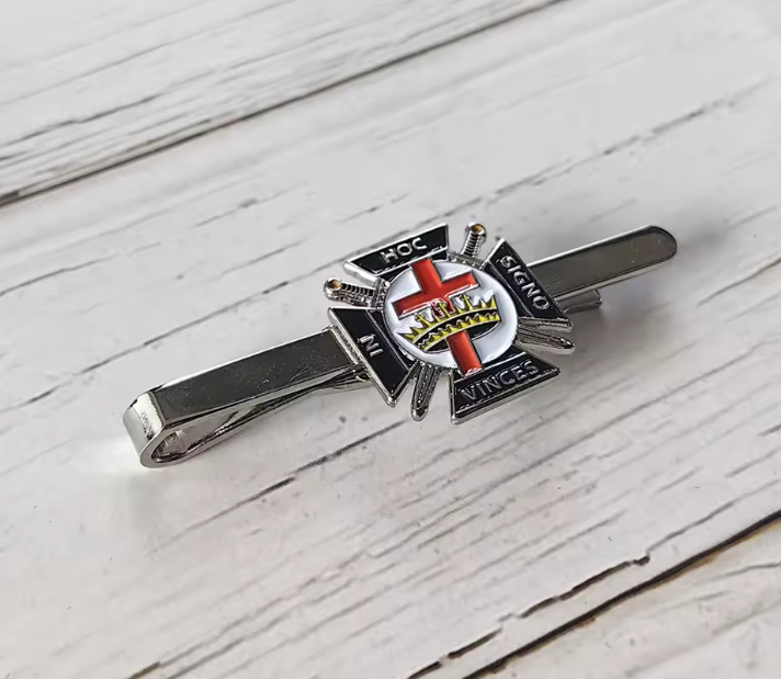 Knights Templar Tie Bar - Classic Cross Crown Gold - Bricks Masons
