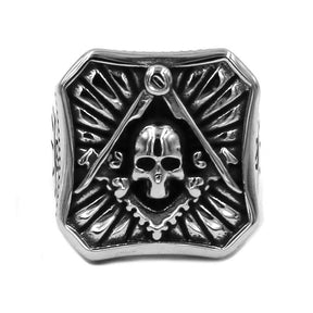 Widows Sons Ring - Square Compass Skull - Bricks Masons