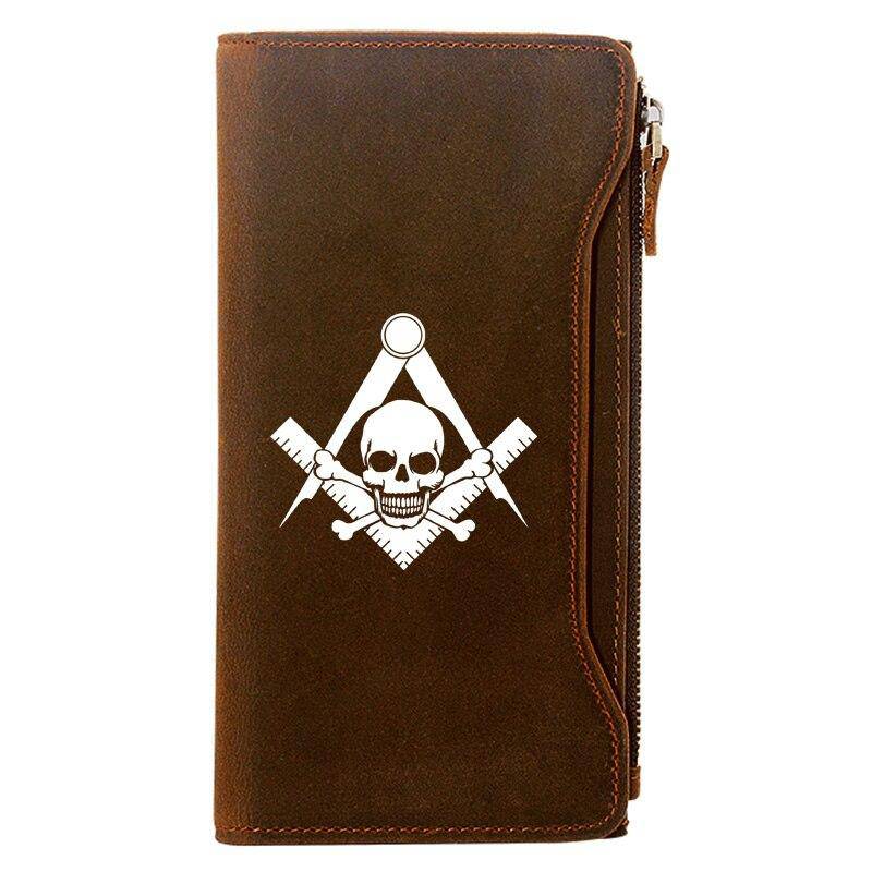 Widows Sons Wallet - Genuine Leather & Credit Card Holder Zipper Brown - Bricks Masons