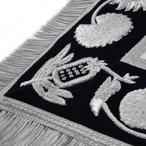 Worshipful Master Blue Lodge Apron - Blue Velvet With Silver Bullion & Fringe - Bricks Masons