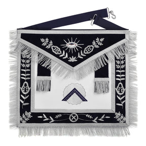 Worshipful Master Blue Lodge Officer Apron - Blue With Silver Fringe - Bricks Masons