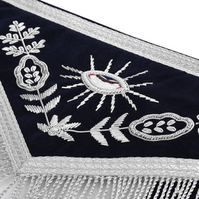 Worshipful Master Blue Lodge Officer Apron - Blue With Silver Fringe - Bricks Masons