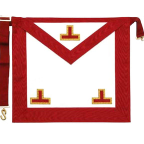 Worshipful Master Scottish Rite Apron - White & Red Moire Borders with Triple Taus - Bricks Masons
