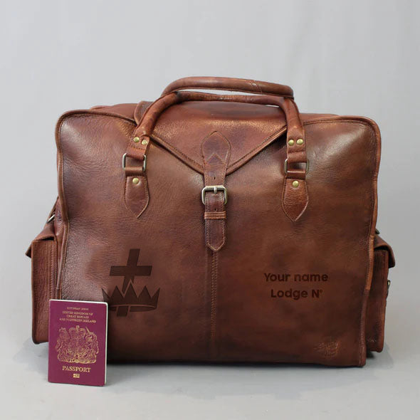 Knights Templar Travel Bag - Genuine Brown Leather - Bricks Masons