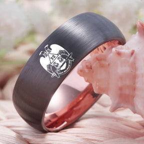 32nd Degree Scottish Rite Ring - Wings Down Gunmetal With Rose Gold Tungsten - Bricks Masons