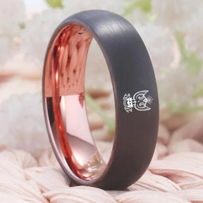 33rd Degree Scottish Rite Ring - Wings Up Gunmetal With Rose Gold Tungsten - Bricks Masons