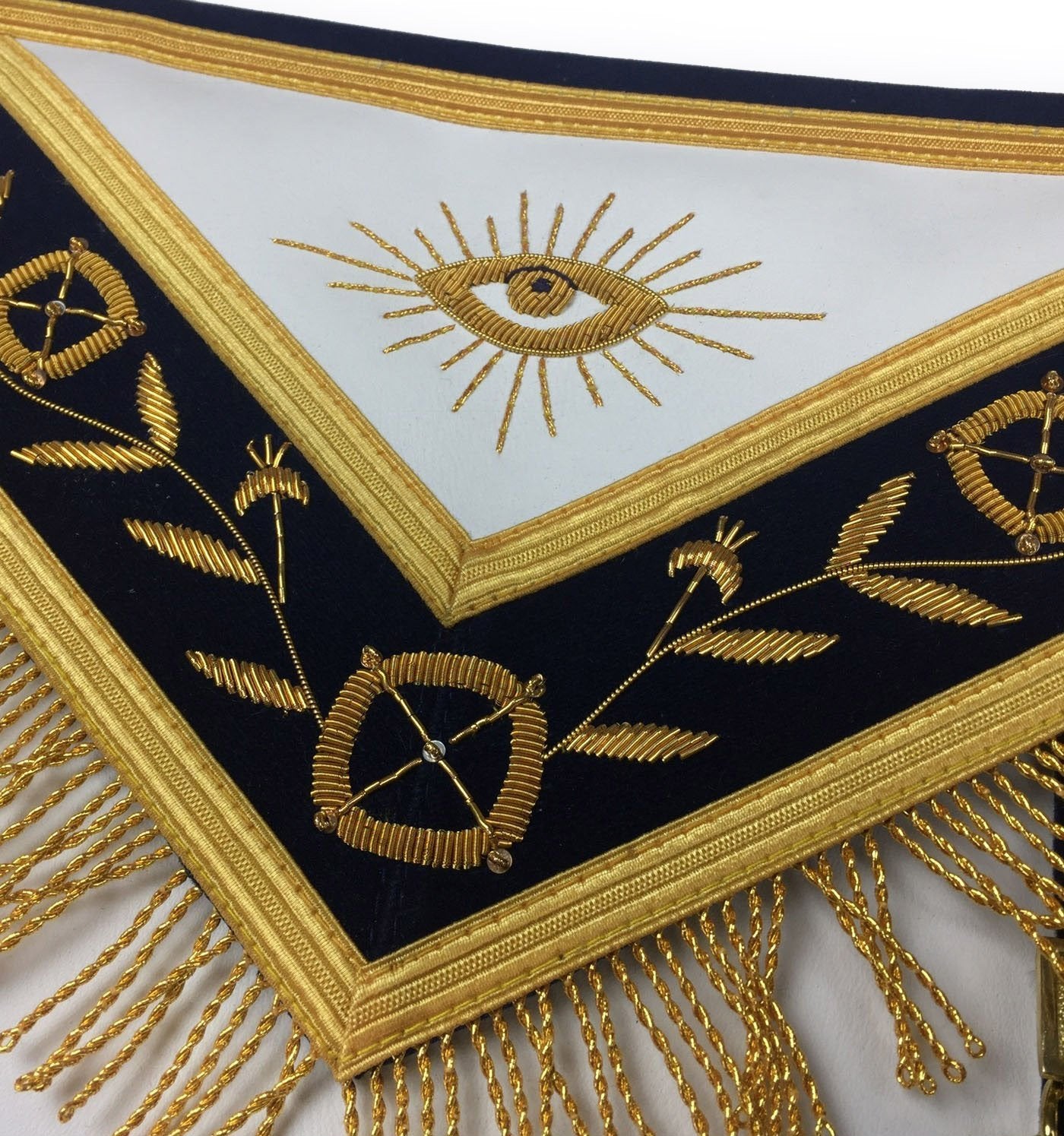 Past Master Blue Lodge Apron - Royal Navy with Gold Fringe - Bricks Masons