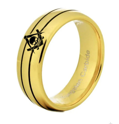 Widows Sons Ring - Gold Rounded Tungsten - Bricks Masons