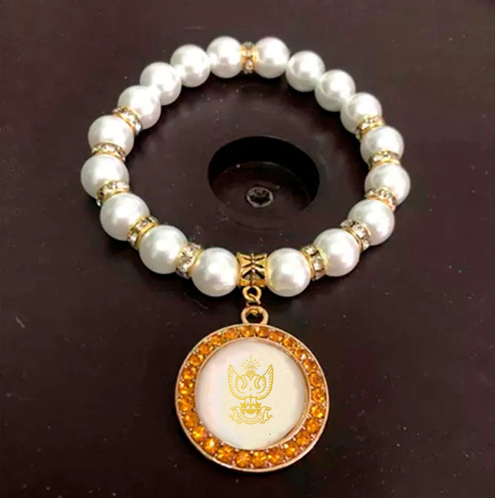 33rd Degree Scottish Rite Bracelet - Wings Up Gold and White - Bricks Masons