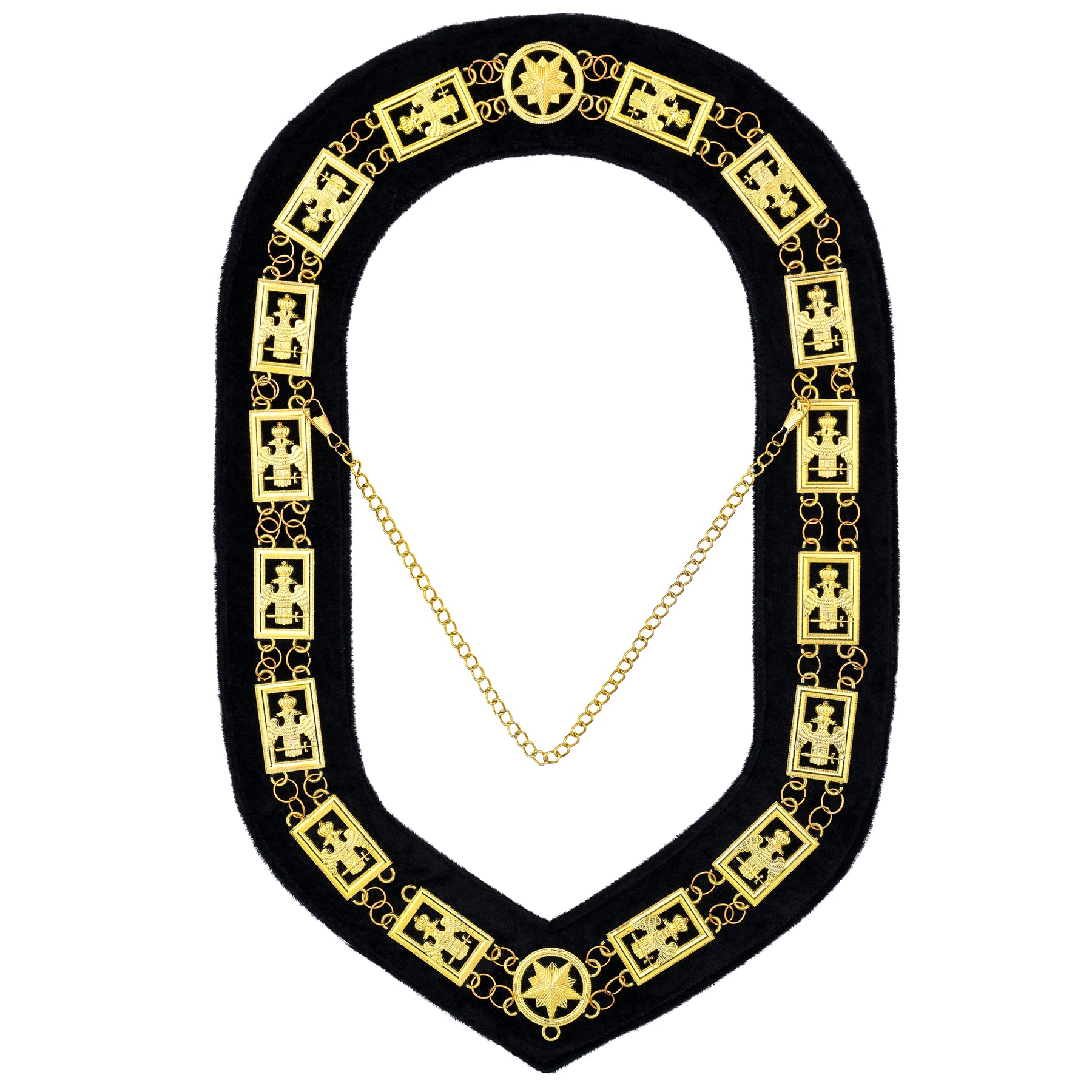 32nd Degree Scottish Rite Chain Collar - Wings Down Gold - Bricks Masons