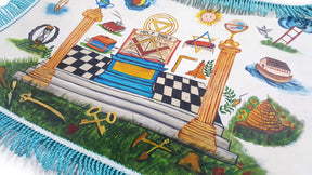 Hand-Painted Apron - Colorful 18th Century Inspired - Bricks Masons