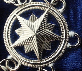 Masonic Master Mason "G" Chain Collar - Gold/Silver on Blue + Free Case - Bricks Masons