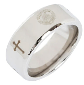 Grand Master Blue Lodge Ring - Beveled Silver Cross - Bricks Masons