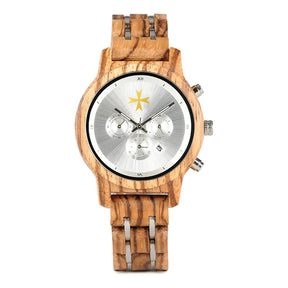 Order Of Malta Commandery Wristwatch - Various Wood Colors - Bricks Masons