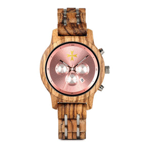 Order Of Malta Commandery Wristwatch - Various Wood Colors - Bricks Masons