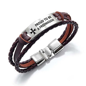 Order Of Malta Commandery Bracelet - Black & Brown - Bricks Masons