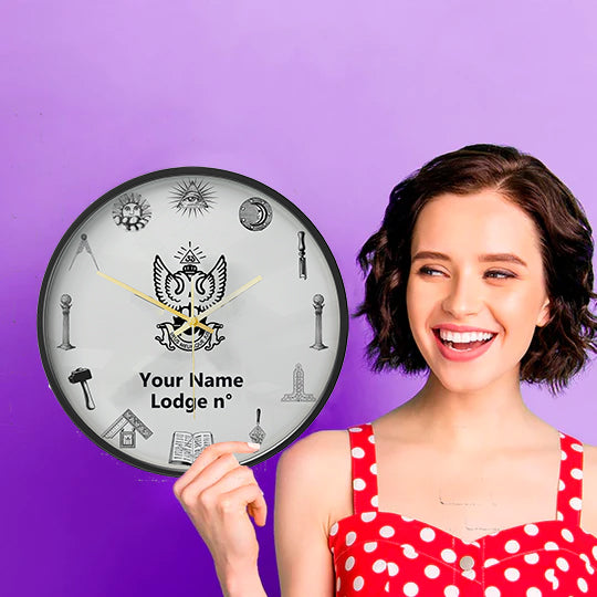 33rd Degree Scottish Rite Clock - Wings Up Frame with LED - Bricks Masons