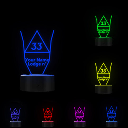 33rd Degree Scottish Rite LED Sign - Various Colors - Bricks Masons