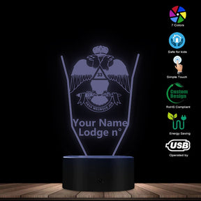 33rd Degree Scottish Rite LED Sign - Wings Down Various Colors - Bricks Masons