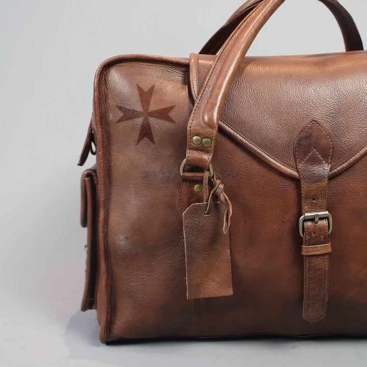 Order of Malta Travel Bag - Handmade Genuine Leather - Bricks Masons