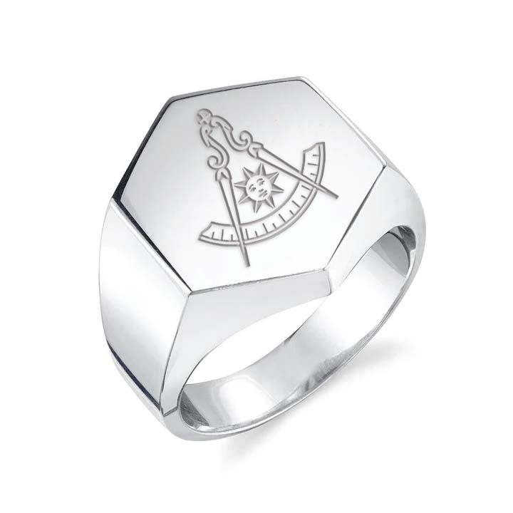 Past Master Blue Lodge California Regulation Ring - Sterling Silver - Bricks Masons