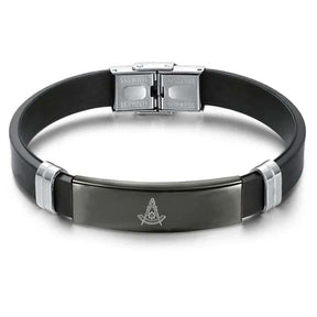 Past Master Blue Lodge California Regulation Bracelet - Steel & Leather - Bricks Masons