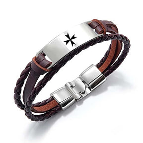 Order Of Malta Commandery Bracelet - Black & Brown - Bricks Masons