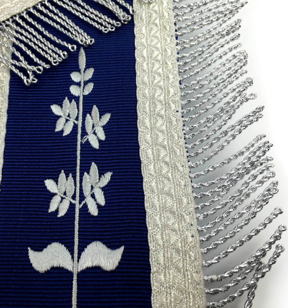 Master Mason Blue Lodge Apron - Navy Blue with Silver Fringe - Bricks Masons