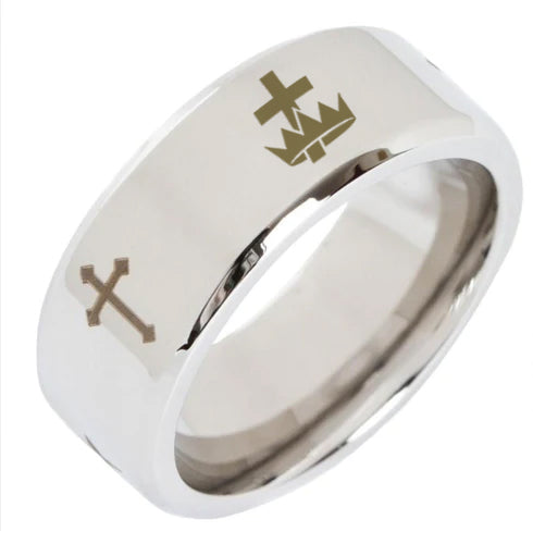 Knights Templar Commandery Ring - Beveled Silver Cross - Bricks Masons