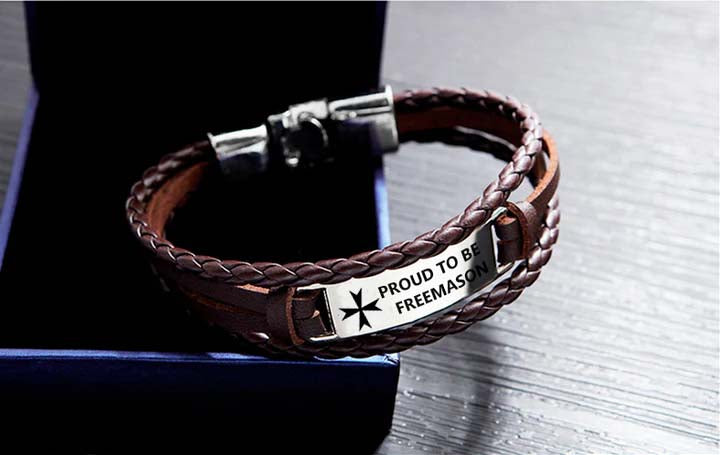 Order Of Malta Commandery Bracelet - Black & Brown - Bricks Masons