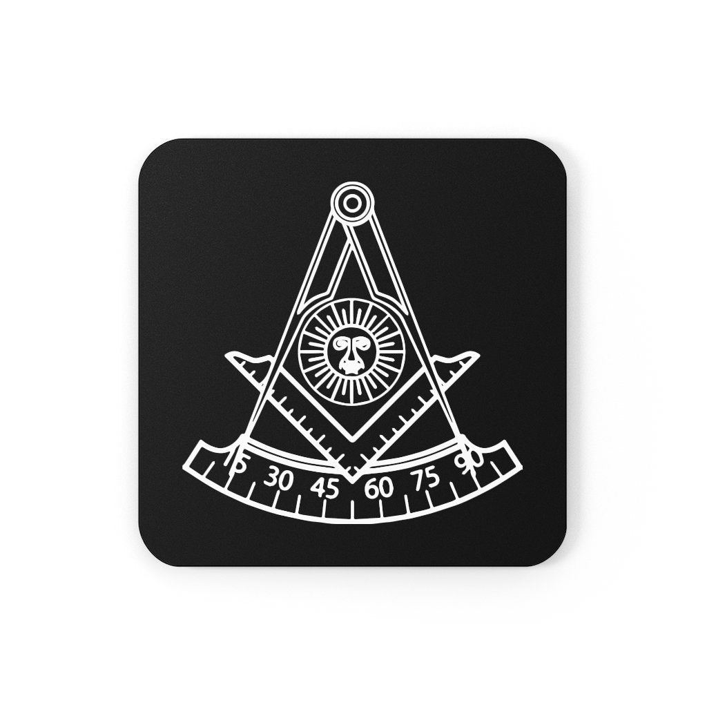 Past Master Blue Lodge California Regulation Coaster - Black & White - Bricks Masons