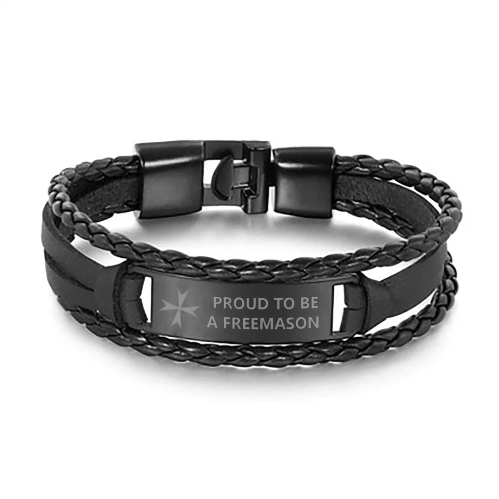 Order Of Malta Commandery Bracelet - Black & Brown - Bricks Masons