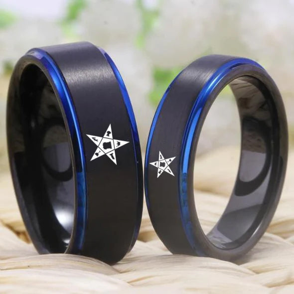 OES Ring - Black Blue Tungsten - Bricks Masons