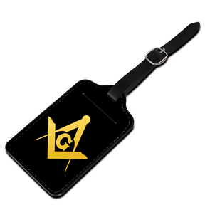 Master Mason Blue Lodge Luggage Tag - Black Leather - Bricks Masons