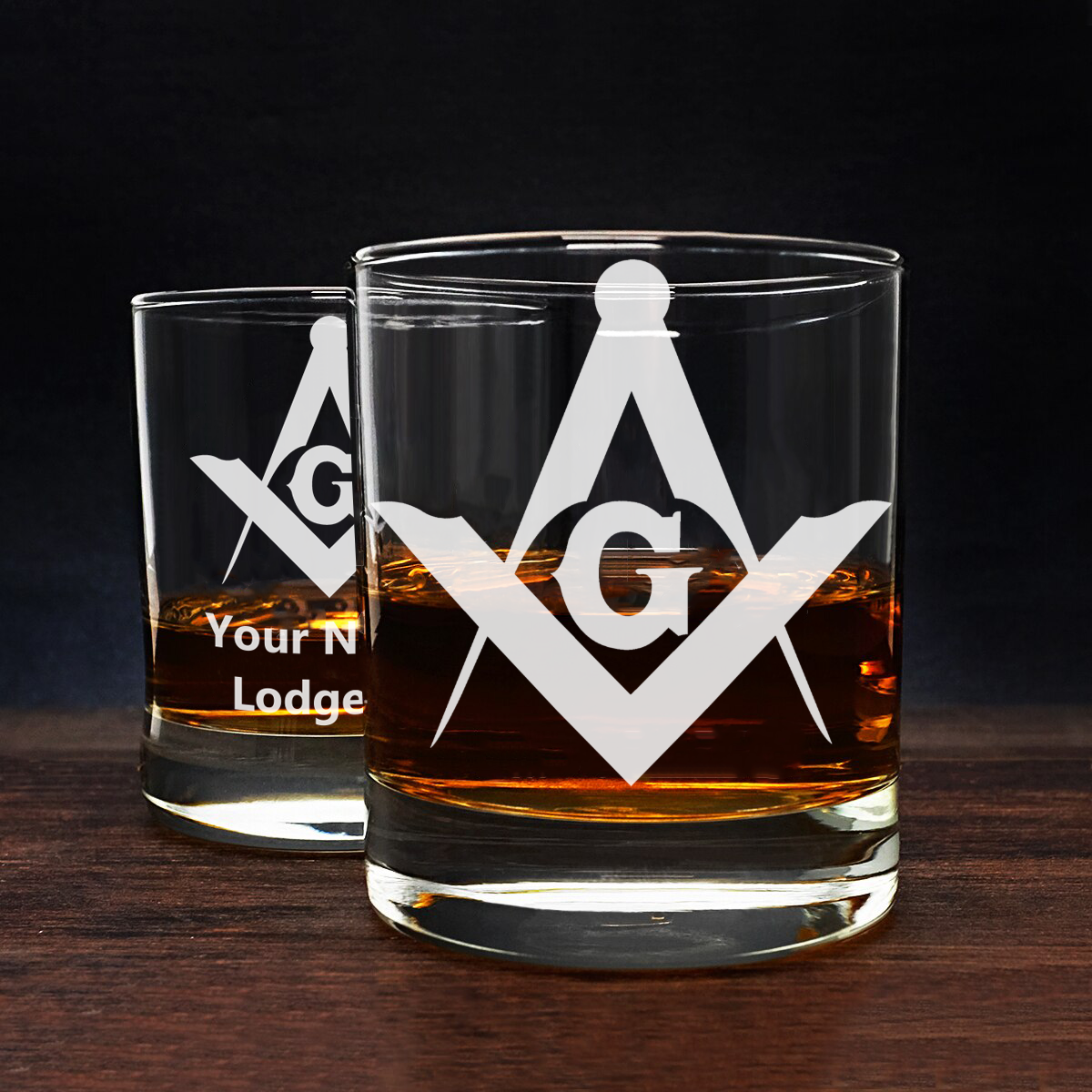 Personalized Masonic Whiskey Glasses - [Multiple Variants] - Bricks Masons