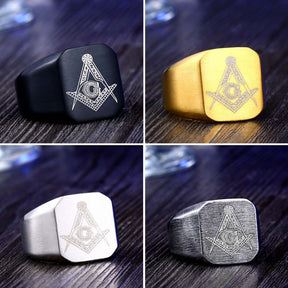 Master Mason Blue Lodge Ring - Square & Compass With G [Multiple Colors] - Bricks Masons